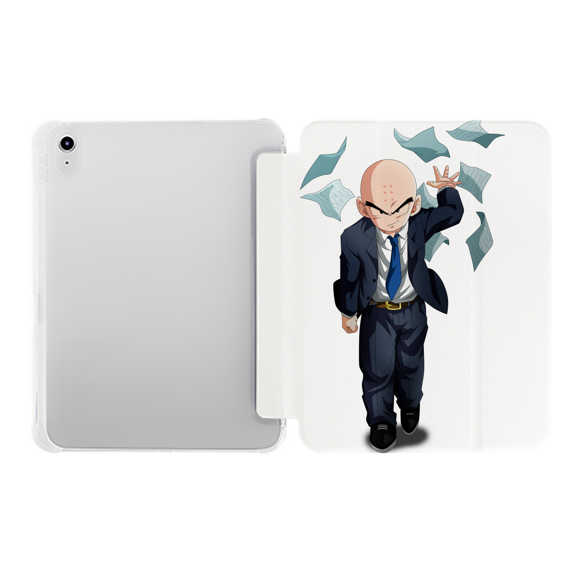 （画像用） ドラゴンボール クリリン DRAGON BALL krillin IPad ケース ペン収納付き 三つ折りスタンド PUレザー×シリコン 対応機種9.5/10.5/10.9インチ